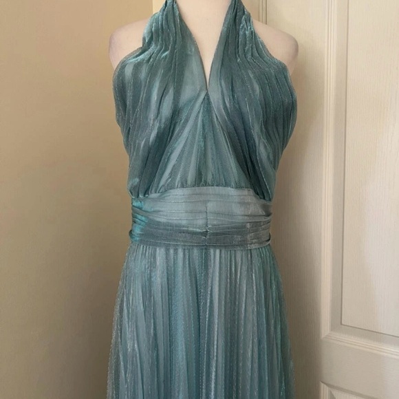 HALSTON Leilani Pleated Shimmer Gown Size 10US - Picture 6 of 8